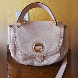 MK Michael Kors Beige/Tan Genuine Leather Crossbody Bag w/Adjustable Long Strap